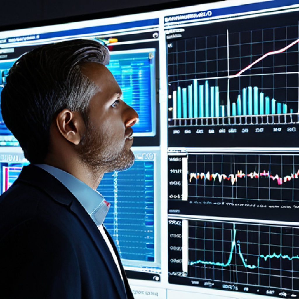 **AI in Investment:**
    "A modern investor, poised and intelligent, looking thoughtfully at a holographic display or transparent screen filled with complex financial charts, real-time market data, and glowing AI algorithms. The scene should convey advanced technology, precision, and speed in processing vast amounts of data to predict market trends and assist decision-making. Emphasize the intricate patterns and interconnected data streams, suggesting a fusion of human insight and artificial intelligence."