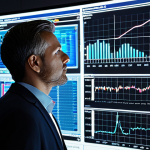 **AI in Investment:**
    "A modern investor, poised and intelligent, looking thoughtfully at a holographic display or transparent screen filled with complex financial charts, real-time market data, and glowing AI algorithms. The scene should convey advanced technology, precision, and speed in processing vast amounts of data to predict market trends and assist decision-making. Emphasize the intricate patterns and interconnected data streams, suggesting a fusion of human insight and artificial intelligence."