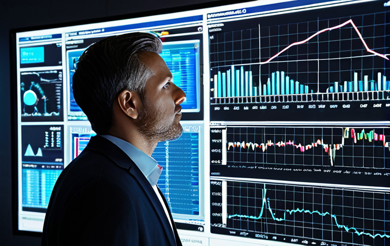 **AI in Investment:**
    "A modern investor, poised and intelligent, looking thoughtfully at a holographic display or transparent screen filled with complex financial charts, real-time market data, and glowing AI algorithms. The scene should convey advanced technology, precision, and speed in processing vast amounts of data to predict market trends and assist decision-making. Emphasize the intricate patterns and interconnected data streams, suggesting a fusion of human insight and artificial intelligence."