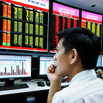 **

Prompt: "A vibrant, dynamic stock market trading floor scene. Thai investors are closely monitoring screens displaying stock charts and financial data. The atmosphere is a mix of excitement and caution, reflecting the highs and lows of the market cycle. Include elements representing Thai currency (Baht) and traditional Thai motifs subtly in the background. The overall style should be modern and informative, with a focus on financial literacy."

**