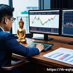 Home 21 주식 투자와 재무제표 분석 - A detailed, professional office scene featuring a diverse group of Thai investors analyzing financia...